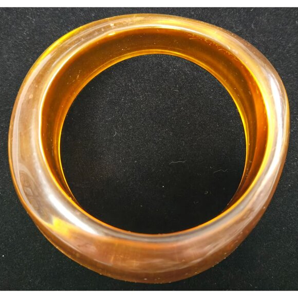 Vintage Bakelite Transparent  Butterscotch Orange Wide Bangle Bracelet - Picture 4 of 7